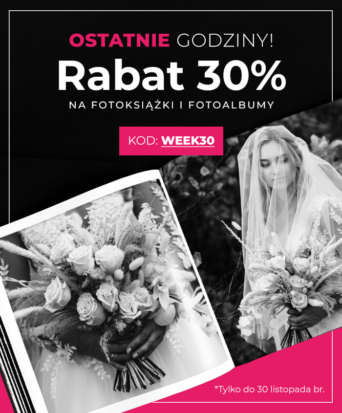 Oferta black week -30% na fotoksiążki i fotoalbumy z kodem week30