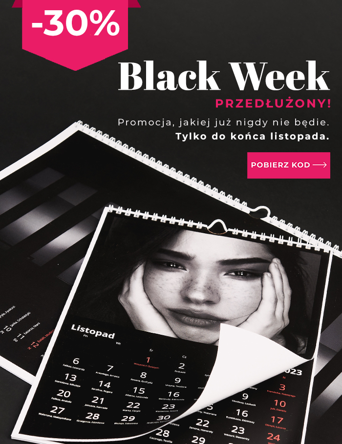 Black Week wszystkie fotoprodukty 30% taniej. Rabat na całe zamówienie.