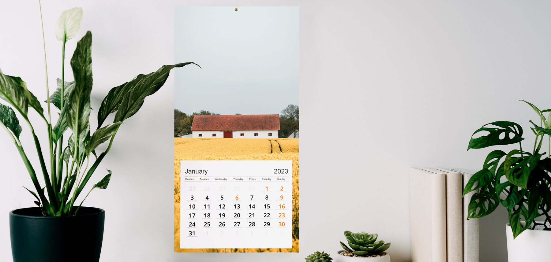 Slim One-Page Calendar